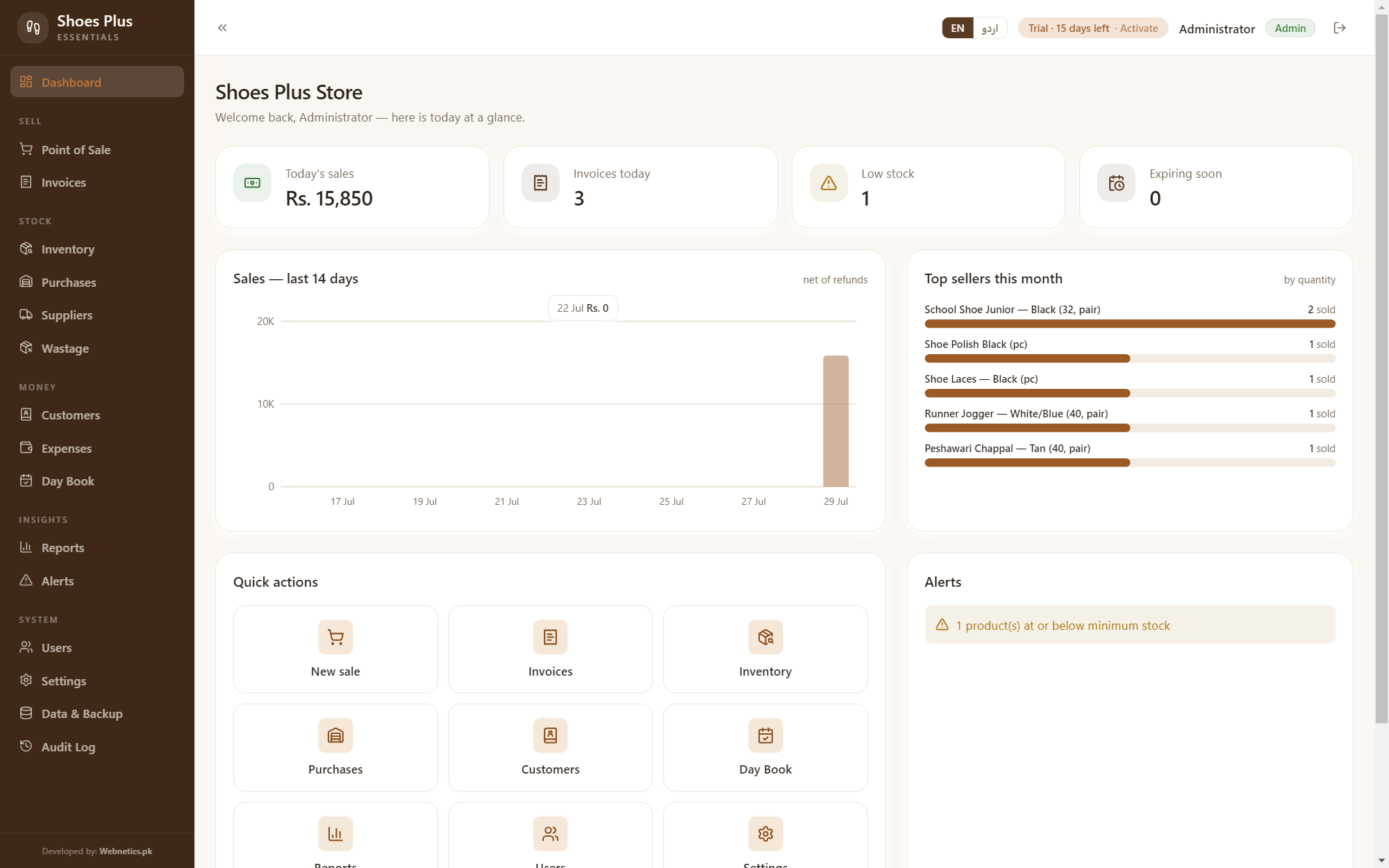 POS Plus dashboard
